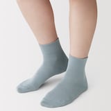 婦人　足なり直角　履き口やわらか　レーヨン混　薄手ショート丈靴下（口ゴムなし）