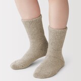 婦人　足なり直角　履き口やわらか　ウール混　ルームソックス