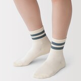 婦人　足なり直角　パイル編み　ショート丈靴下（ライン）