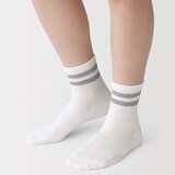 婦人　足なり直角　パイル編み　ショート丈靴下（ライン）