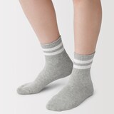 婦人　足なり直角　パイル編み　ショート丈靴下（ライン）