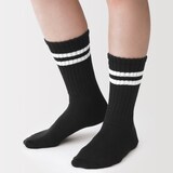 婦人　足なり直角　履き口やわらか　くしゅっと履ける　リブ編み靴下（ライン）