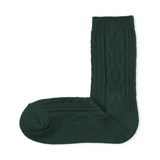 婦人　足なり直角　履き口やわらか　ケーブル柄靴下