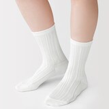 婦人　足なり直角　履き口やわらか　レーヨン混薄手　透かし編み靴下