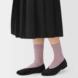 婦人　足なり直角　履き口やわらか　レーヨン混薄手　透かし編み靴下
