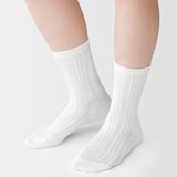 婦人　足なり直角　履き口やわらか　レーヨン混薄手　透かし編み靴下