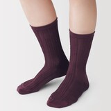 婦人　足なり直角　履き口やわらか　レーヨン混薄手　透かし編み靴下
