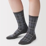 婦人　足なり直角　履き口やわらか　チェック柄　靴下