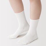 婦人　足なり直角　履き口やわらか　なめらか薄手　トップロール靴下