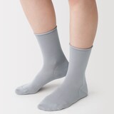 婦人　足なり直角　履き口やわらか　なめらか薄手　トップロール靴下