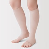 婦人　足なり直角　つま先なし　着圧ハイソックス