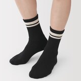 紳士　足なり直角　あったか綿　厚手靴下（ライン／ウール入り）