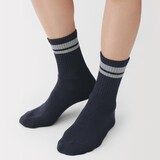 紳士　足なり直角　あったか綿　厚手靴下（ライン／ウール入り）