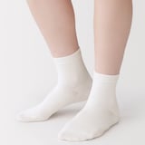 婦人　足なり直角　履き口やわらか　三層　ショート丈靴下（口ゴムなし）