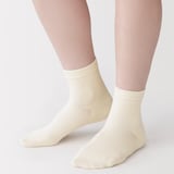 婦人　足なり直角　履き口やわらか　三層　ショート丈靴下（口ゴムなし）
