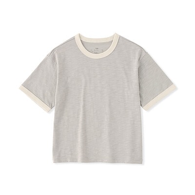 キッズ　肌離れの良いムラ糸クルーネック五分袖Ｔシャツ