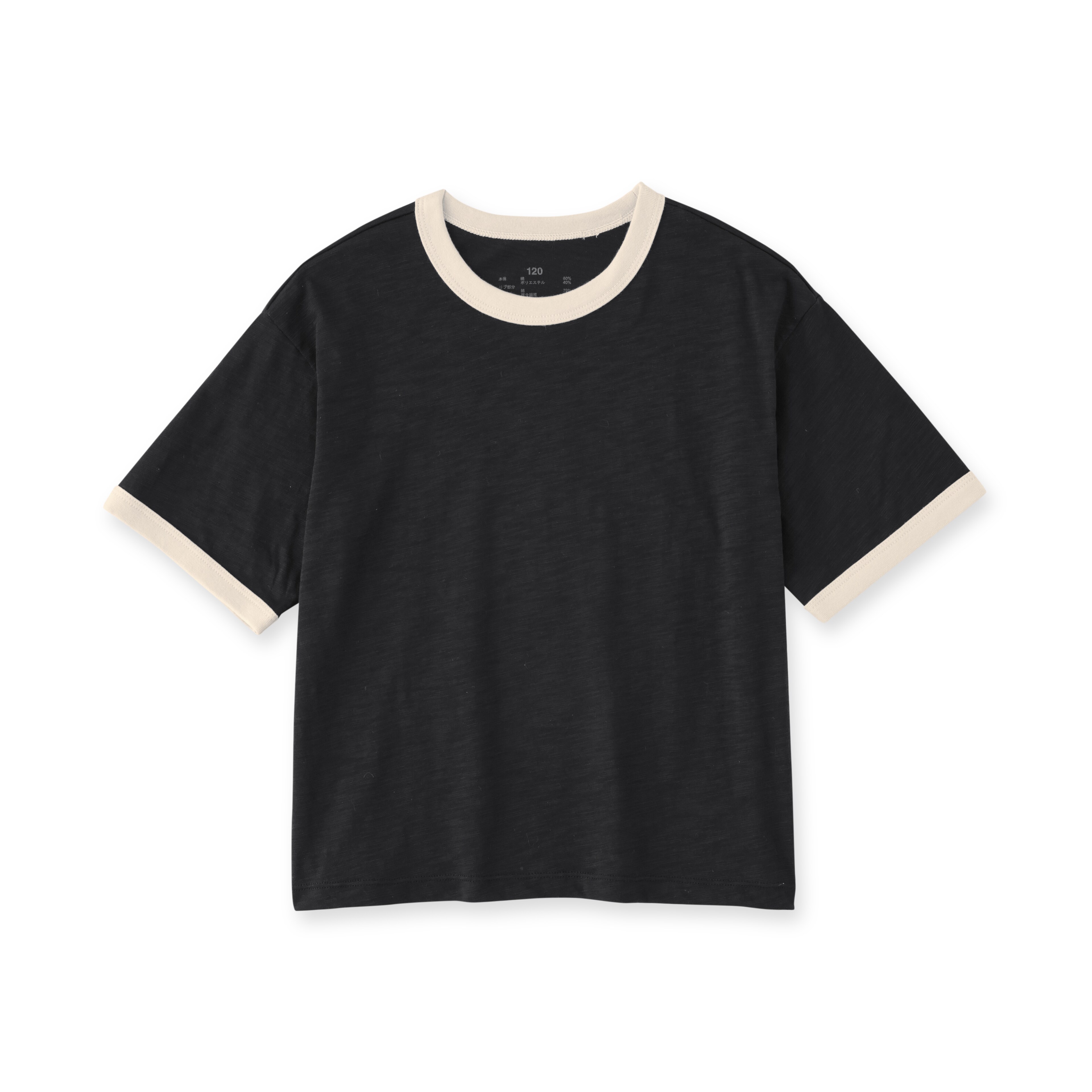 キッズ　肌離れの良いムラ糸クルーネック五分袖Ｔシャツ