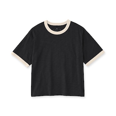 キッズ　肌離れの良いムラ糸クルーネック五分袖Ｔシャツ