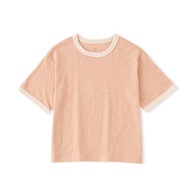 キッズ　肌離れの良いムラ糸クルーネック五分袖Ｔシャツ