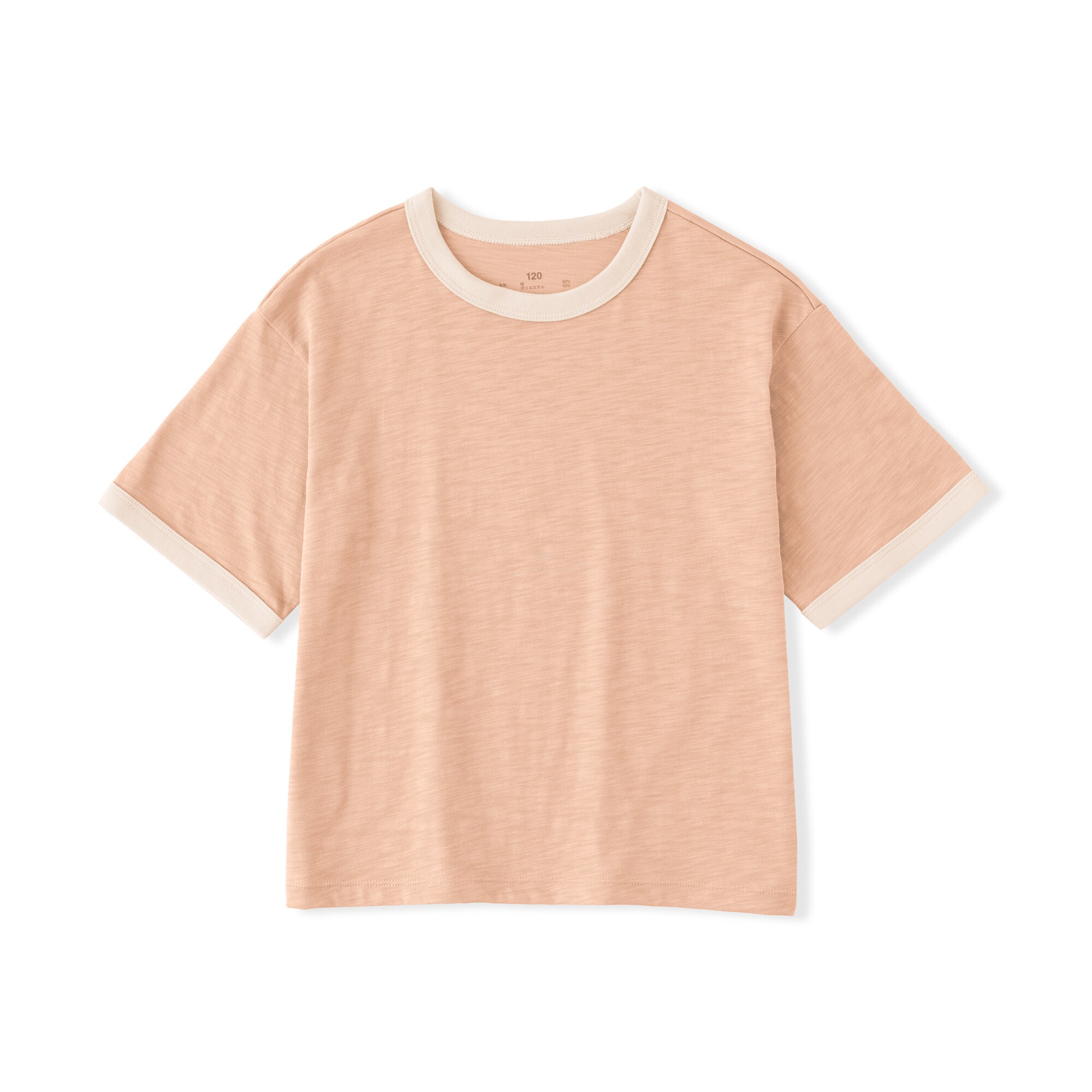 キッズ　肌離れの良いムラ糸クルーネック五分袖Ｔシャツ