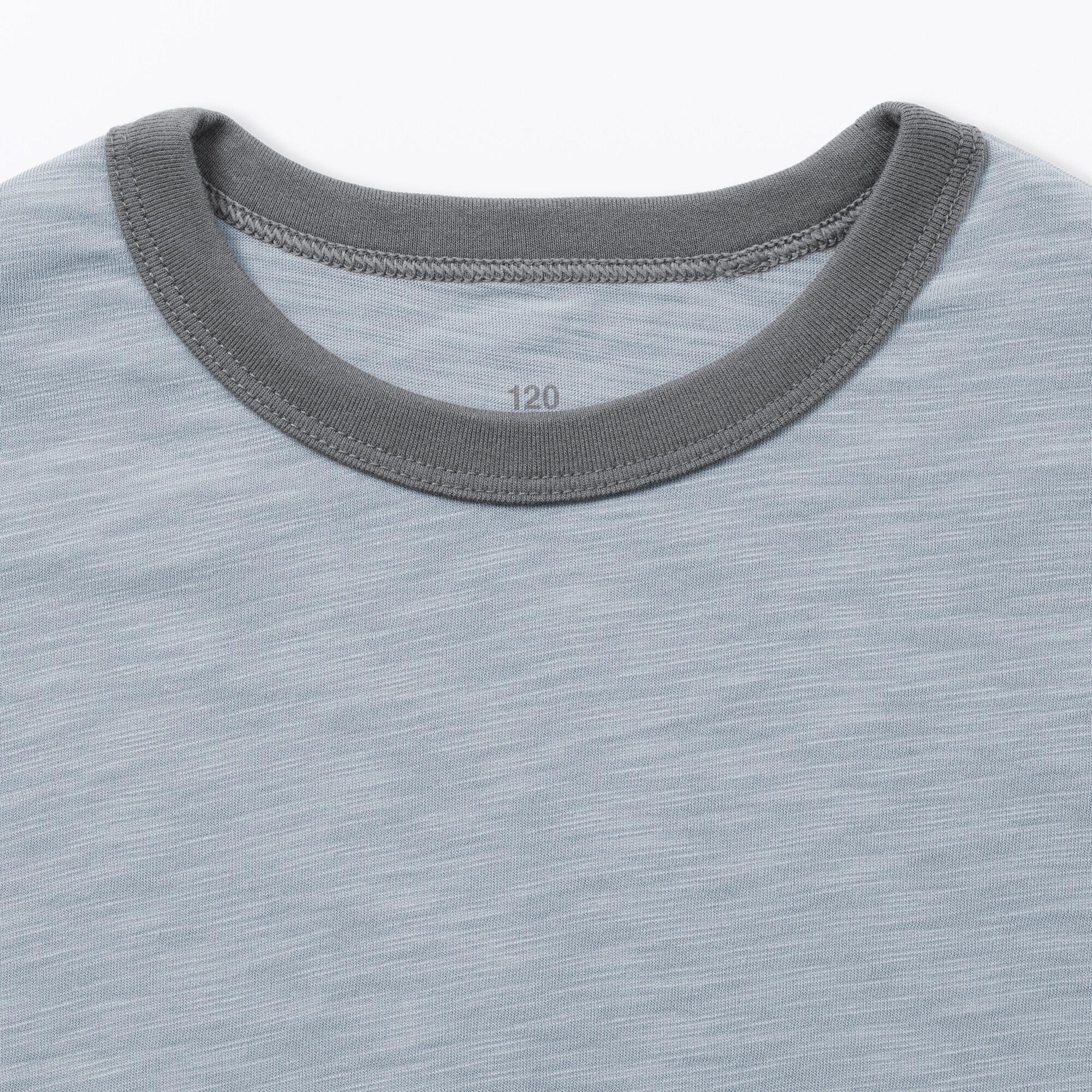 キッズ　肌離れの良いムラ糸クルーネック五分袖Ｔシャツ