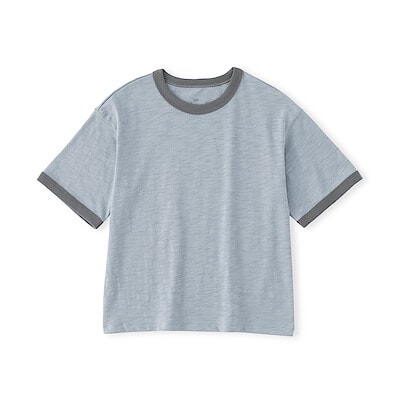 キッズ　肌離れの良いムラ糸クルーネック五分袖Ｔシャツ