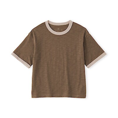 【７月上旬発売予定】キッズ　肌離れの良いムラ糸クルーネック五分袖Ｔシャツ