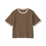 キッズ　肌離れの良いムラ糸クルーネック五分袖Ｔシャツ