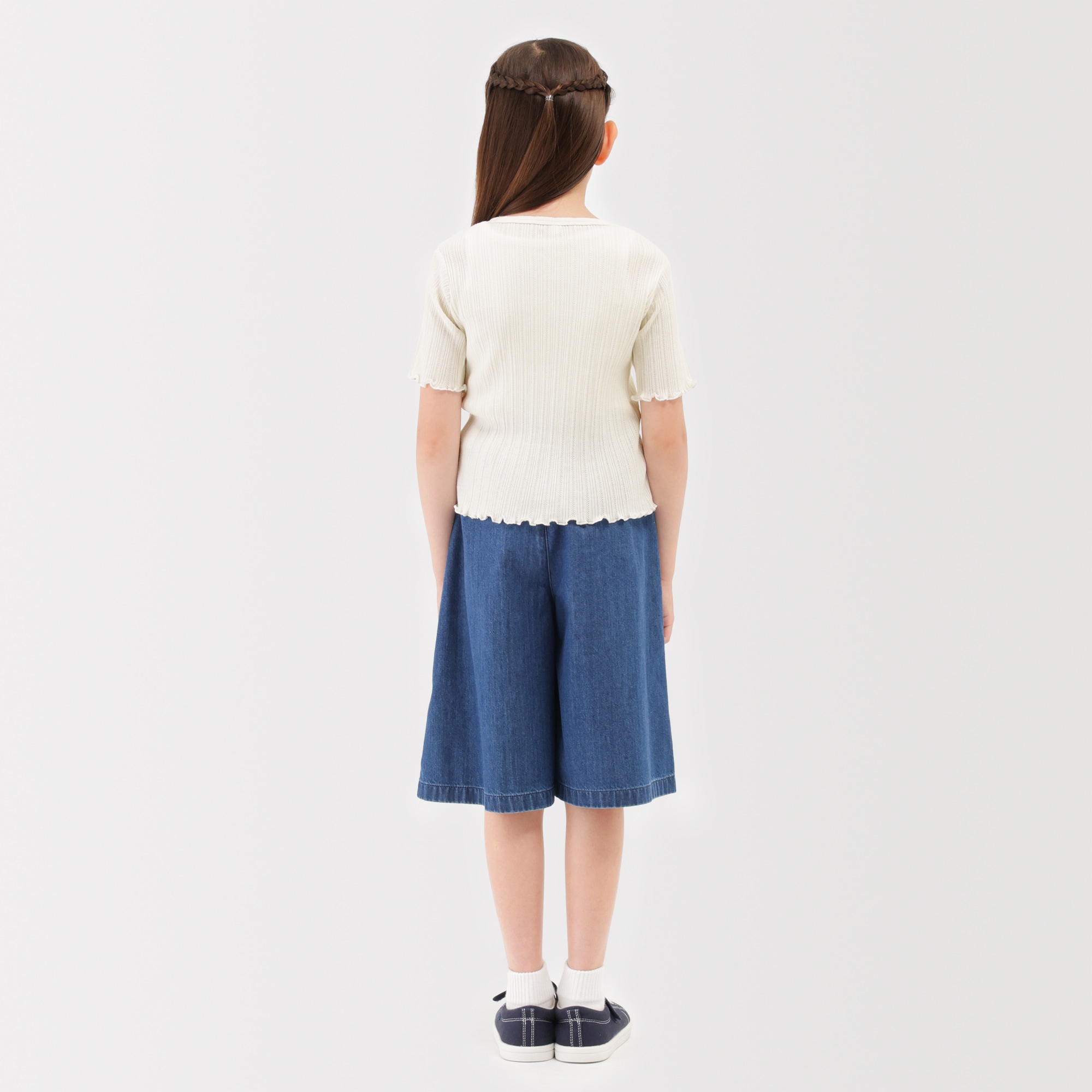 キッズ　透かし柄クルーネック半袖Ｔシャツ