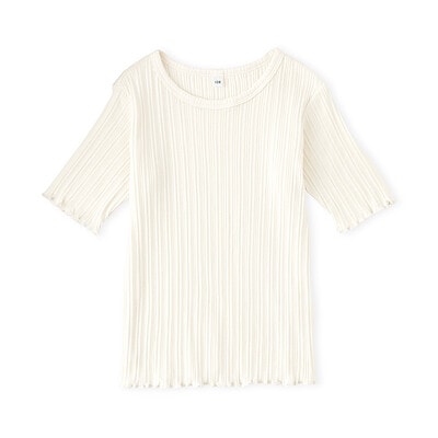 【７月上旬発売予定】キッズ　透かし柄クルーネック半袖Ｔシャツ