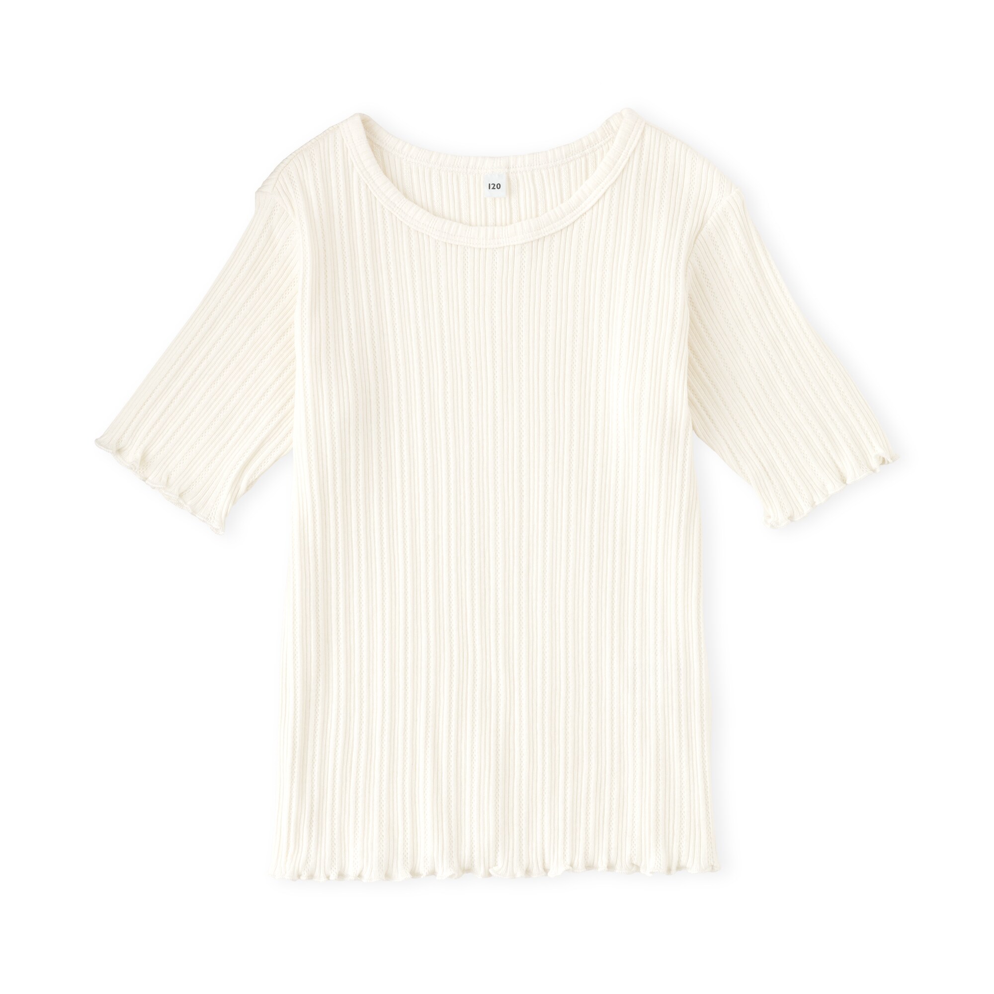キッズ　透かし柄クルーネック半袖Ｔシャツ