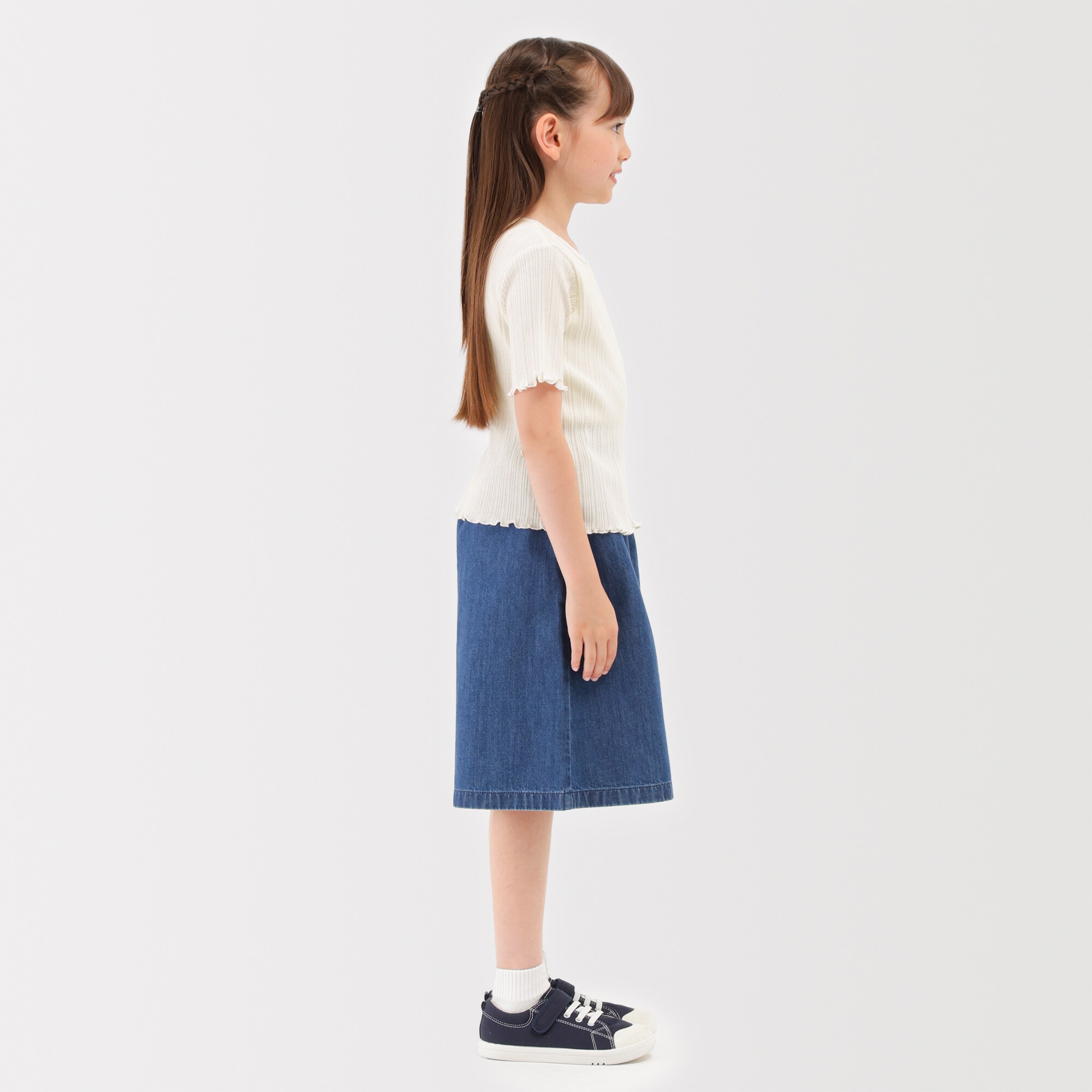 キッズ　透かし柄クルーネック半袖Ｔシャツ