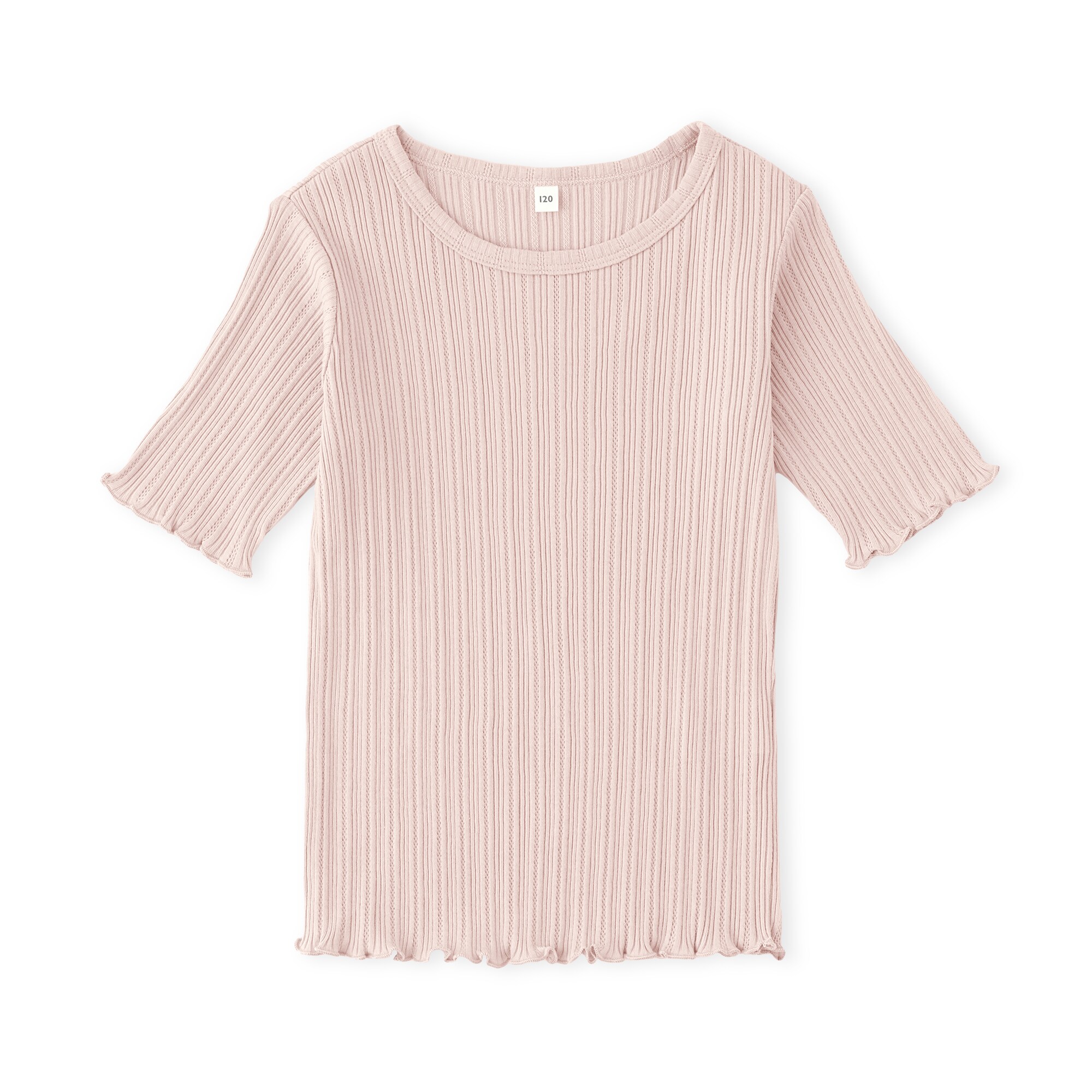 キッズ　透かし柄クルーネック半袖Ｔシャツ