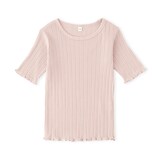 キッズ　透かし柄クルーネック半袖Ｔシャツ