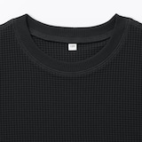 キッズ　素材に還るワッフル編みクルーネック五分袖Ｔシャツ