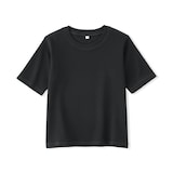 キッズ　素材に還るワッフル編みクルーネック五分袖Ｔシャツ
