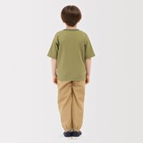 キッズ　素材に還るワッフル編みクルーネック五分袖Ｔシャツ