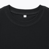 キッズ　素材に還るワッフル編みクルーネック五分袖Ｔシャツ