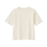 キッズ　素材に還るワッフル編みクルーネック五分袖Ｔシャツ