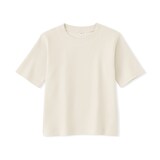 キッズ　素材に還るワッフル編みクルーネック五分袖Ｔシャツ