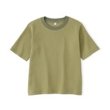 キッズ　素材に還るワッフル編みクルーネック五分袖Ｔシャツ