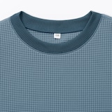 キッズ　素材に還るワッフル編みクルーネック五分袖Ｔシャツ