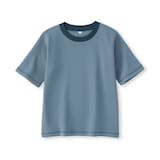 キッズ　素材に還るワッフル編みクルーネック五分袖Ｔシャツ