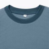 キッズ　素材に還るワッフル編みクルーネック五分袖Ｔシャツ