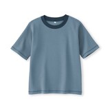 キッズ　素材に還るワッフル編みクルーネック五分袖Ｔシャツ