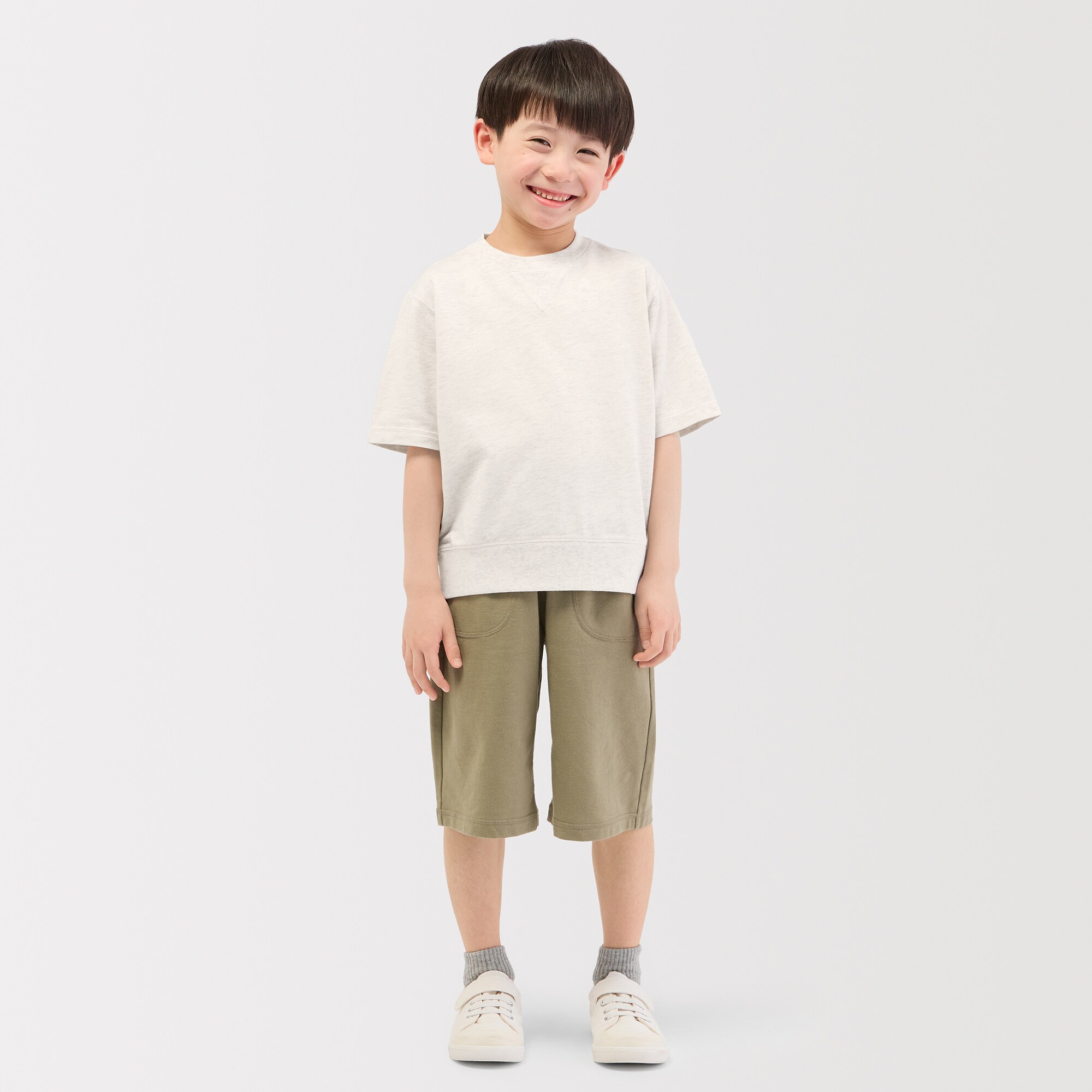 キッズ　ライトスウェットクルーネック五分袖Ｔシャツ