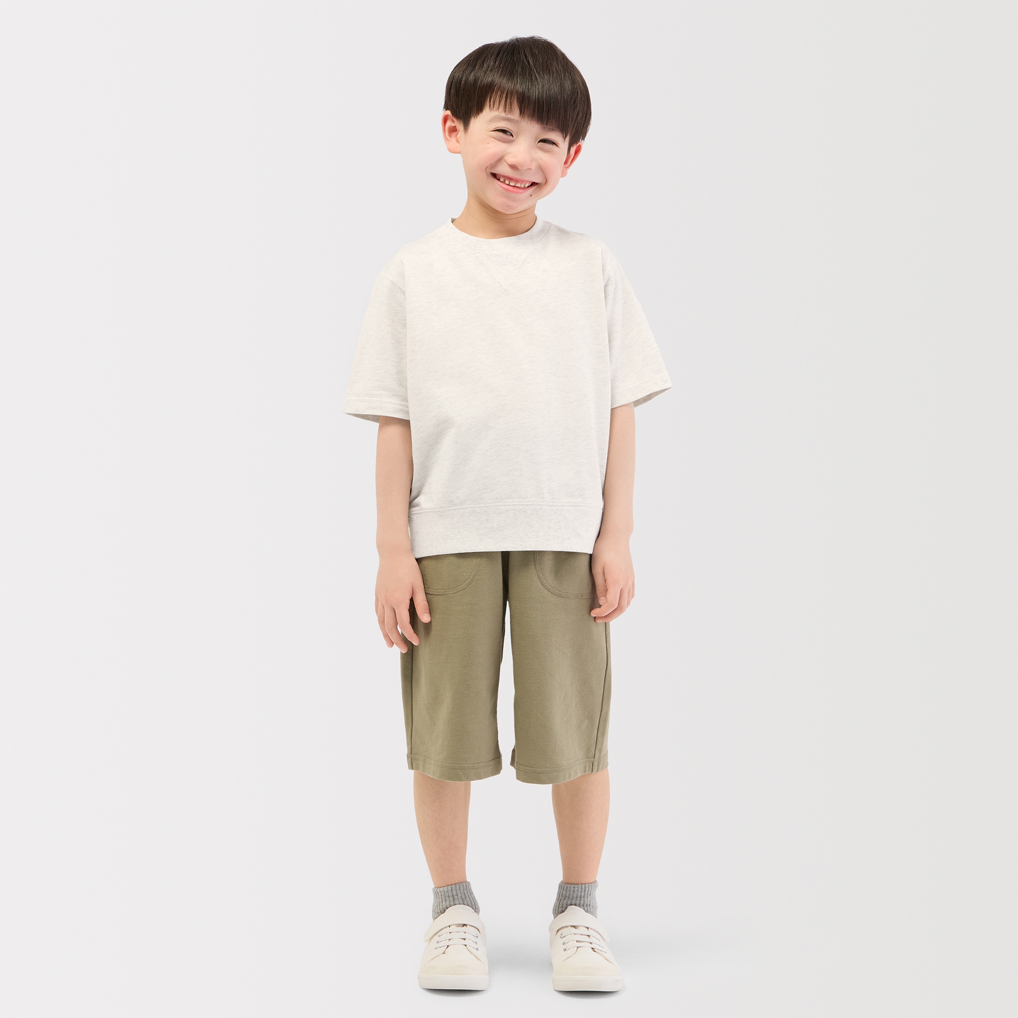 キッズ　ライトスウェットクルーネック五分袖Ｔシャツ