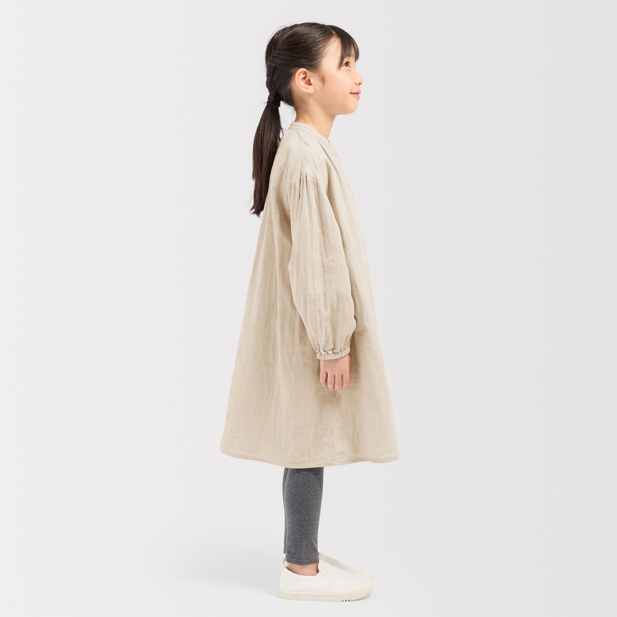 キッズ　二重ガーゼ長袖ワンピース