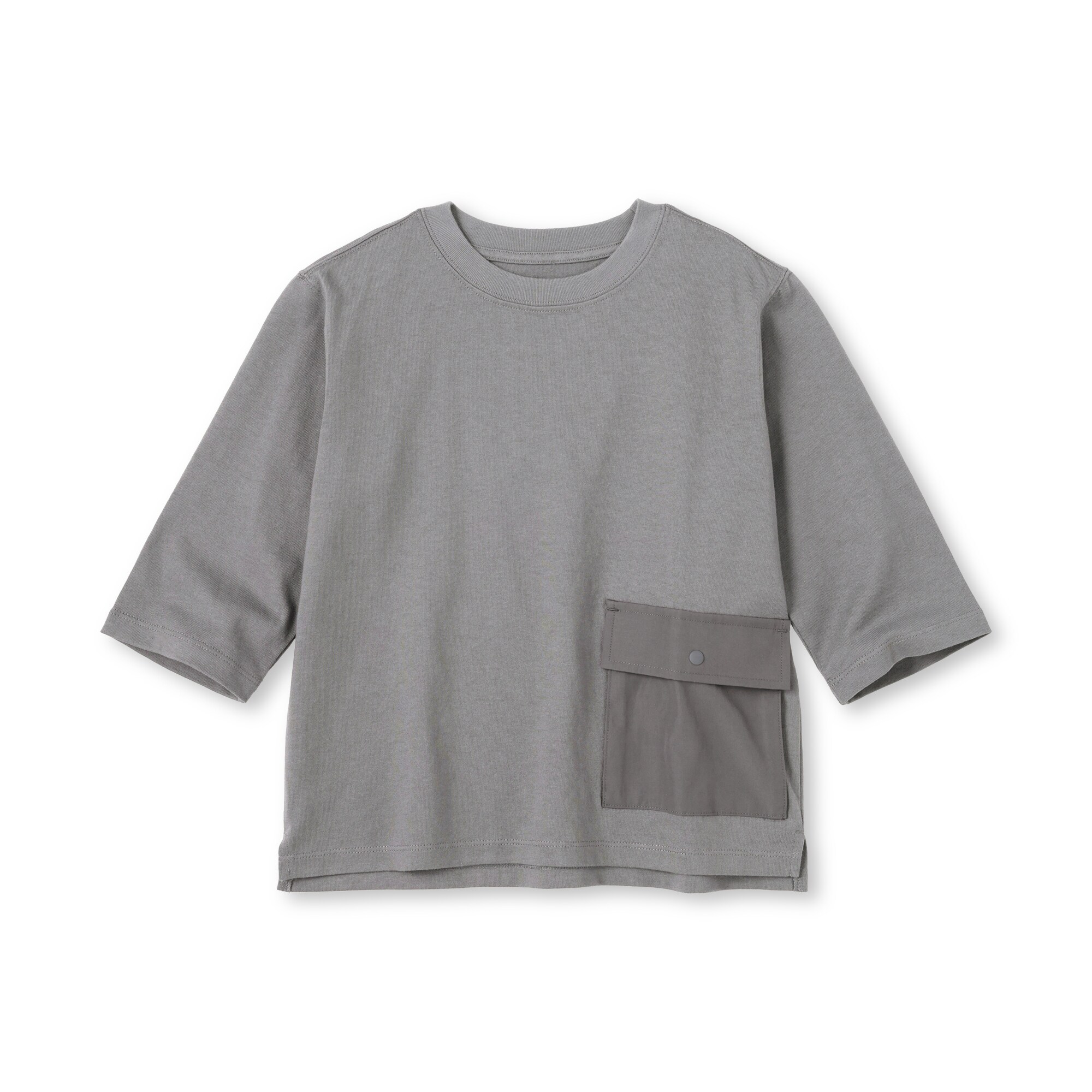キッズ　見守りポケット付きクルーネック七分袖Ｔシャツ