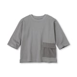 キッズ　見守りポケット付きクルーネック七分袖Ｔシャツ